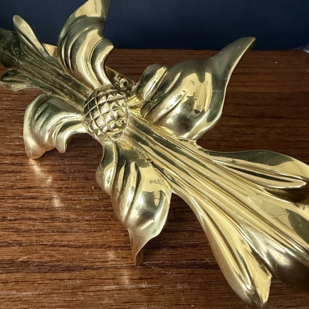 Vintage Solid Brass Pineapple Fleur De Lis Curtain Tie Back Holdback India Gold